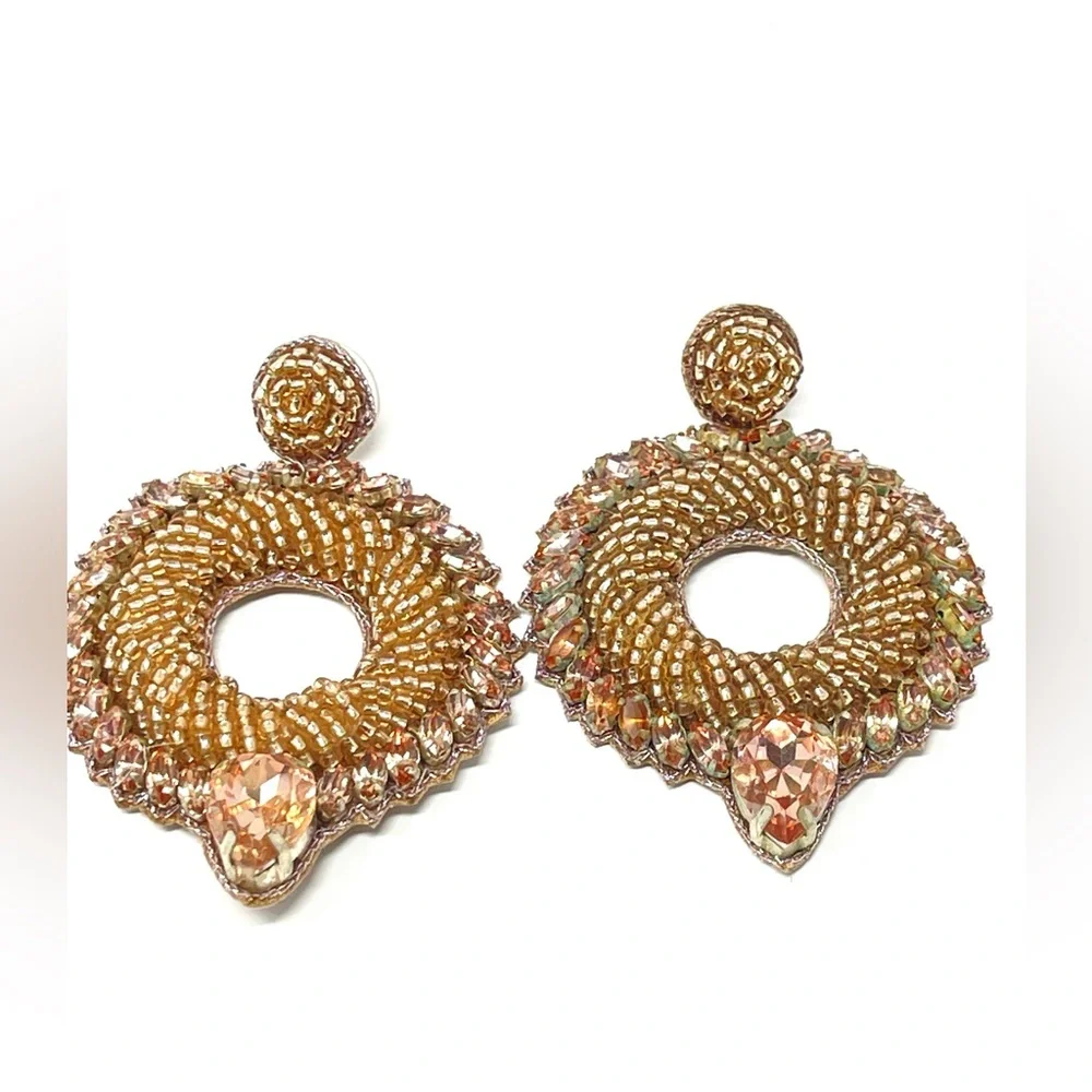 Anthropologie Deepa Gurnani Beaded Circle Drop Earrings - Picture 2 of 4